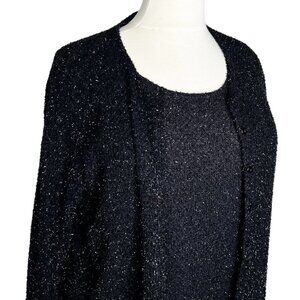 VTG Fred David | Womens Size 1X Black Sparkly Cardigan Top Set Eyelash